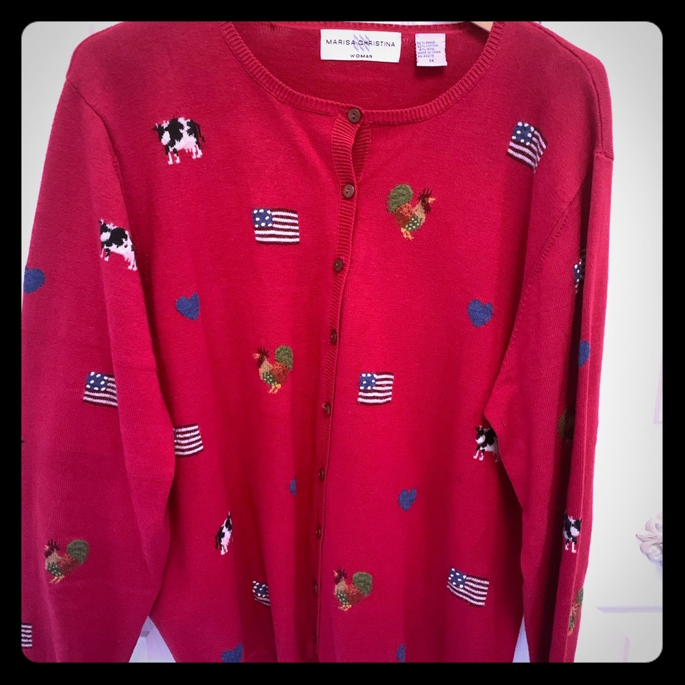 Marisa Christina Patriotic Farm Sweater